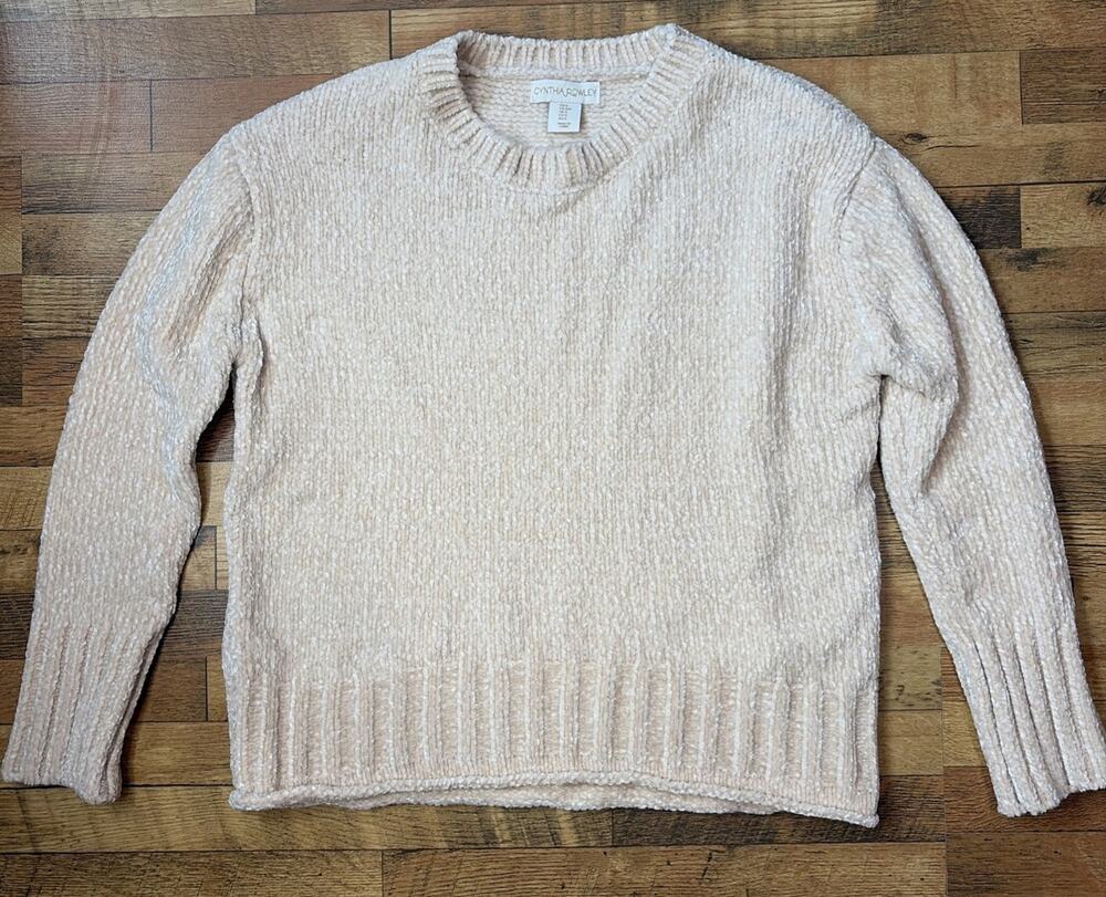 Cynthia Rowley Creme chenille-like knit Crewneck Sweater - S